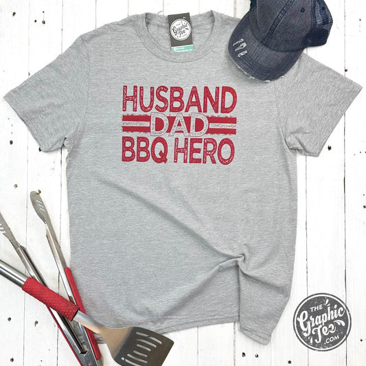 *WHOLESALE* Husband. Dad. BBQ Hero. Short Sleeve Unisex Tee