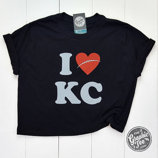 *WHOLESALE* Y2K I Heart KC Football Ladies Waist Length Tee
