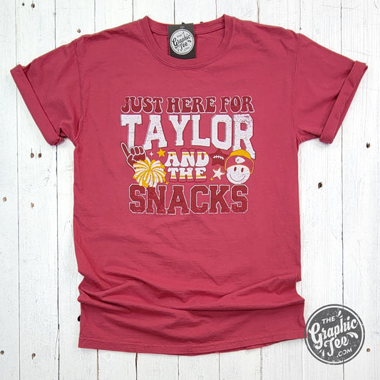 *WHOLESALE* Just Here For Taylor and the Snacks Crimson Fall Comfort Wash Short Sleeve Tee