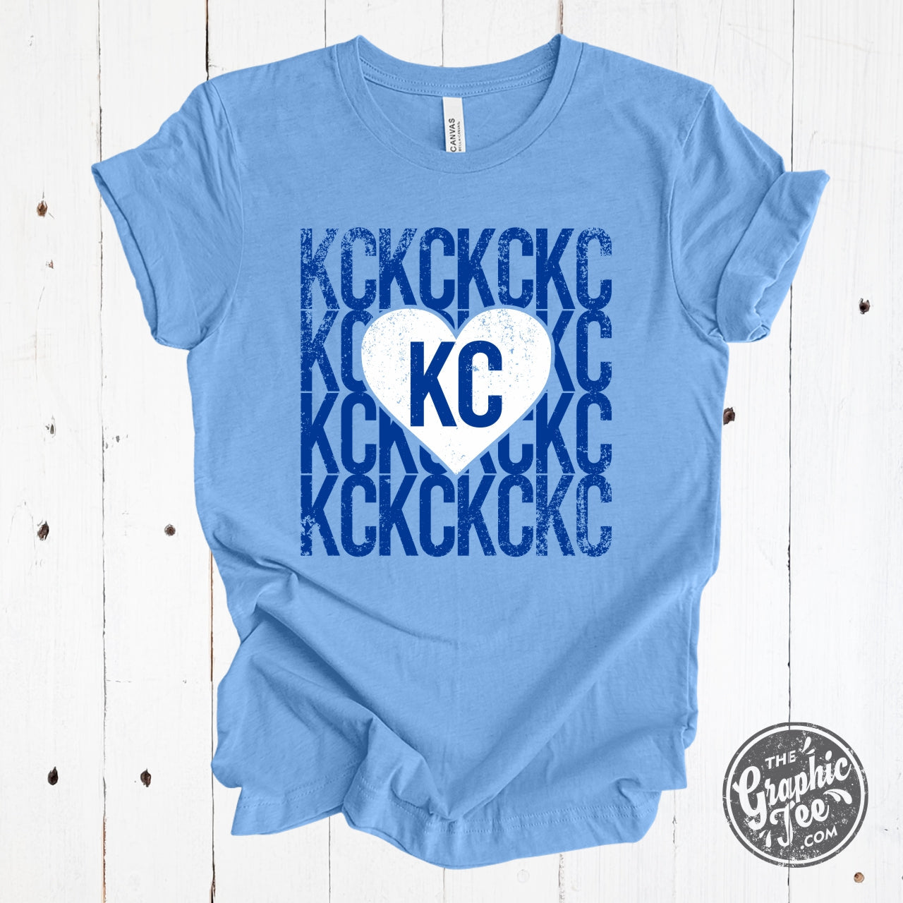 *WHOLESALE* KCKCKCKC Heart Heather Carolina Blue Tee