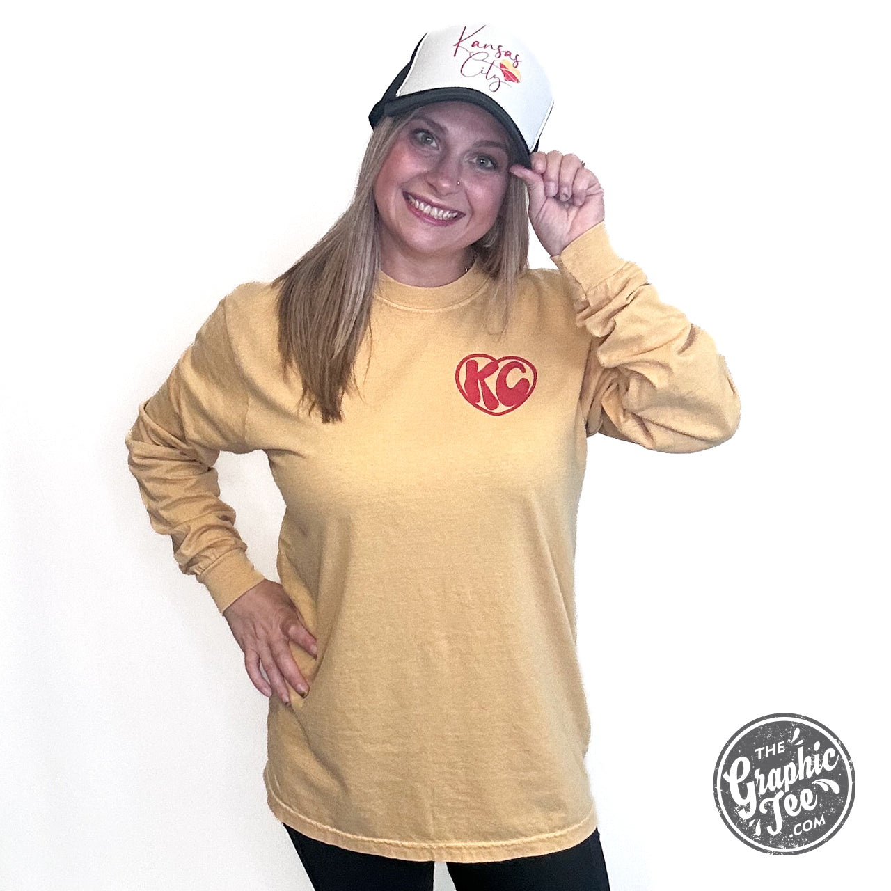 *WHOLESALE* KC Groovy Mustard Comfort Colors Long Sleeve Tee