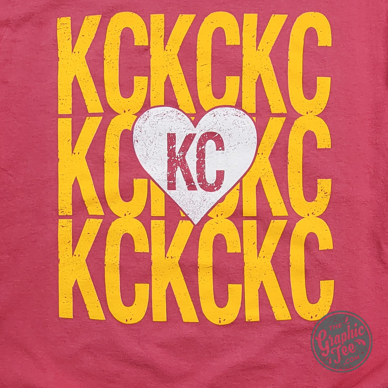 *WHOLESALE* KC KC KC Heart Crimson Comfort Wash Short Sleeve Crew Neck Tee