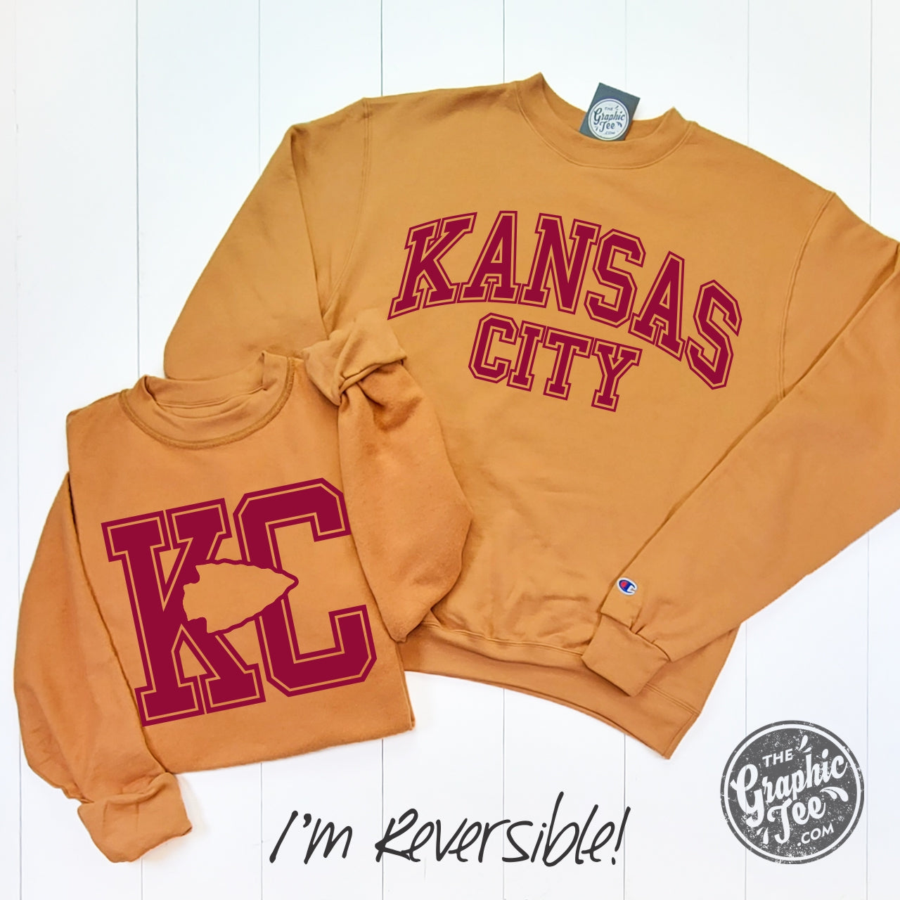 *WHOLESALE* Kansas City Arrowhead Reversible Gold Glint Champion® Crewneck Sweatshirt