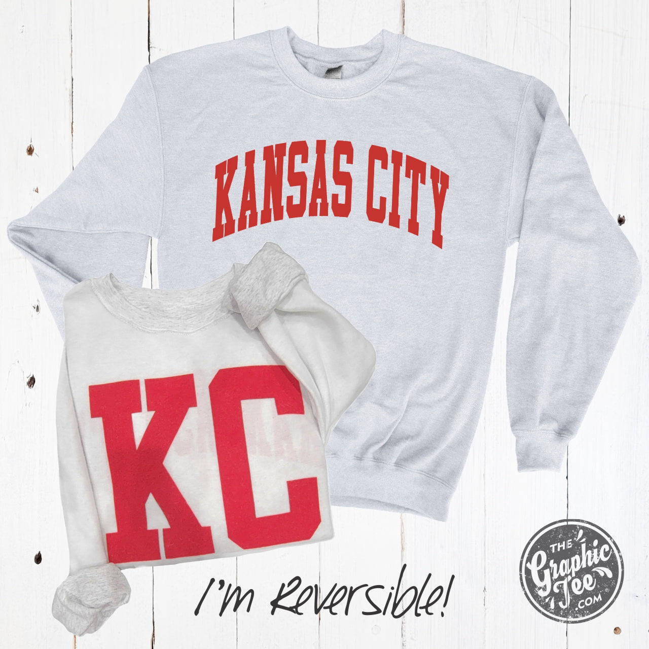 *WHOLESALE* Kansas City Reversible Ash Crewneck Sweatshirt