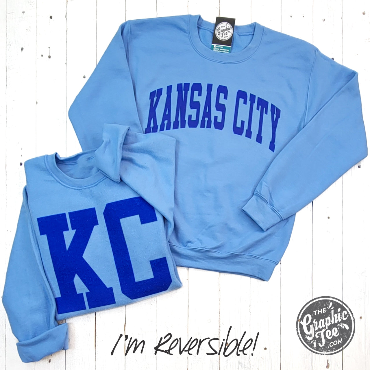 *WHOLESALE* Kansas City Reversible Carolina Blue Crewneck Sweatshirt
