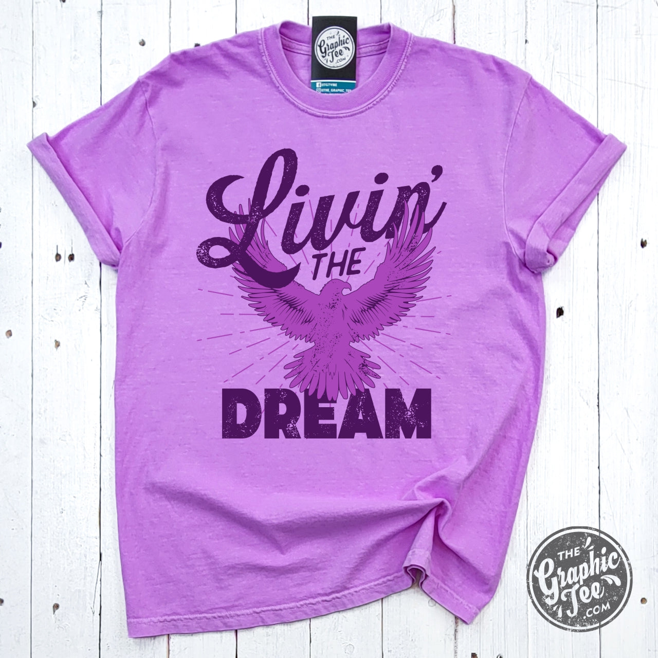 *WHOLESALE* Livin' the Dream Pigment Dyed Neon Violet Tee