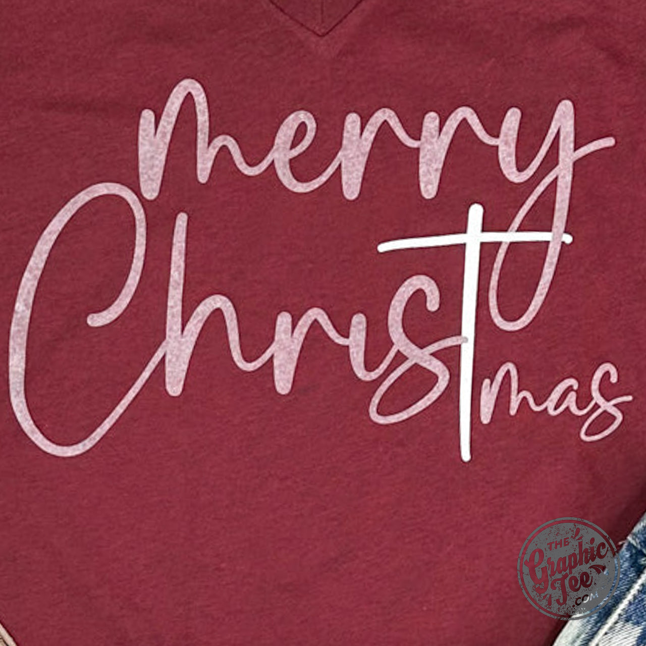 *WHOLESALE* Merry ChrisTmas Heather Cardinal V Neck Short Sleeve Unisex Tee