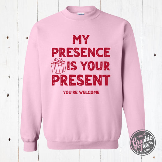 *WHOLESALE* My Presence Is Your Present Light Pink Crewneck Sweatshirt