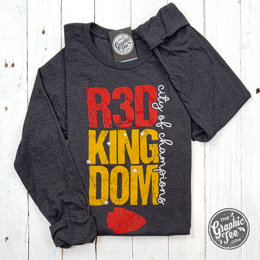 *WHOLESALE* R3D Kingdom - CIty Of Champions Dark Grey Heather Long Sleeve Tee