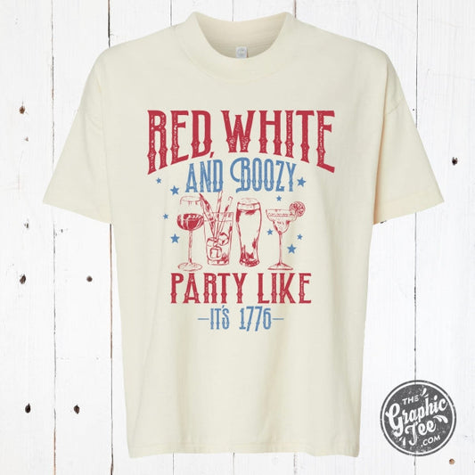 *WHOLESALE* Red White and Boozy Ladies Cut Hi-low Tee