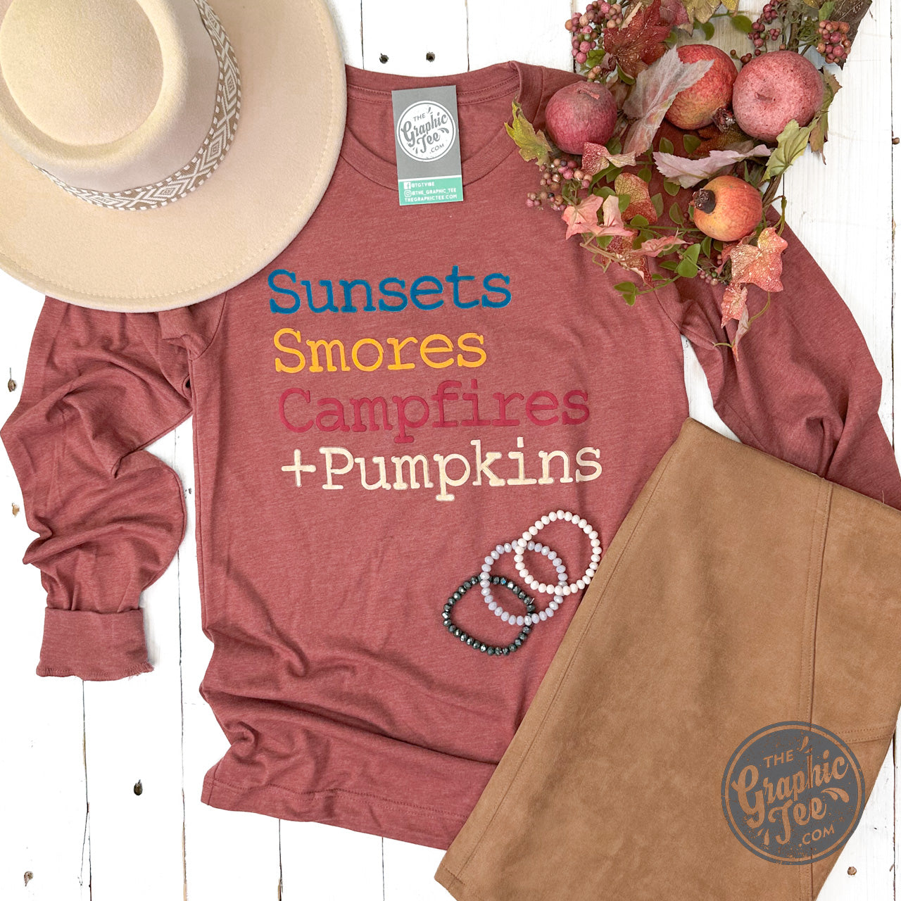 *WHOLESALE* Sunsets Smores Campfires + Pumpkins 3501CVC Heather Clay LS