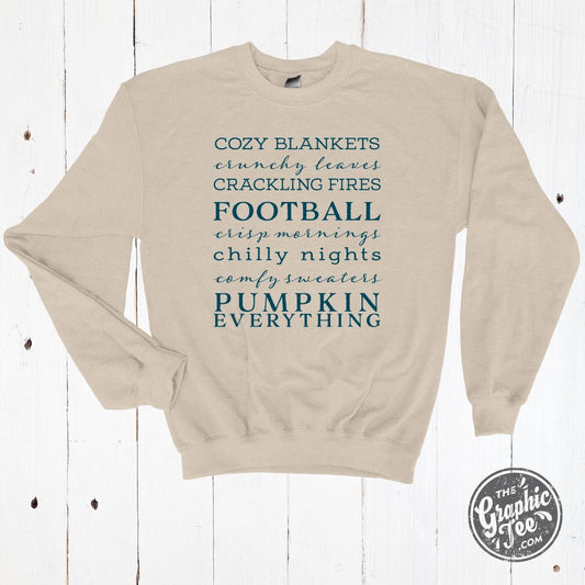 Autumn Words Cozy Sand Crewneck Sweatshirt - The Graphic Tee