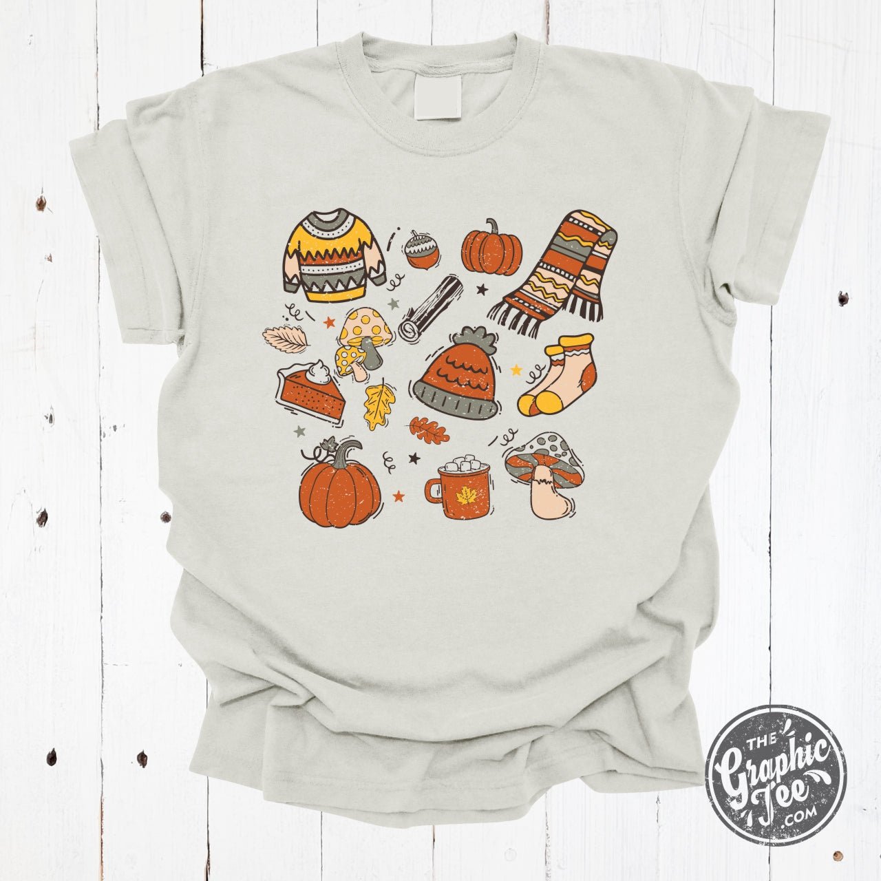 Fall Collage Parchment Color Comfort Wash Short Sleeve Tee - The Graphic Tee