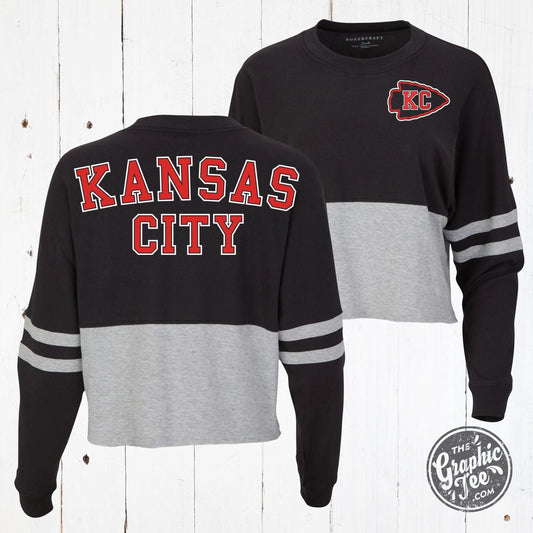 *WHOLESALE* Kansas City Black and Oxford Ladies Cropped Jersey