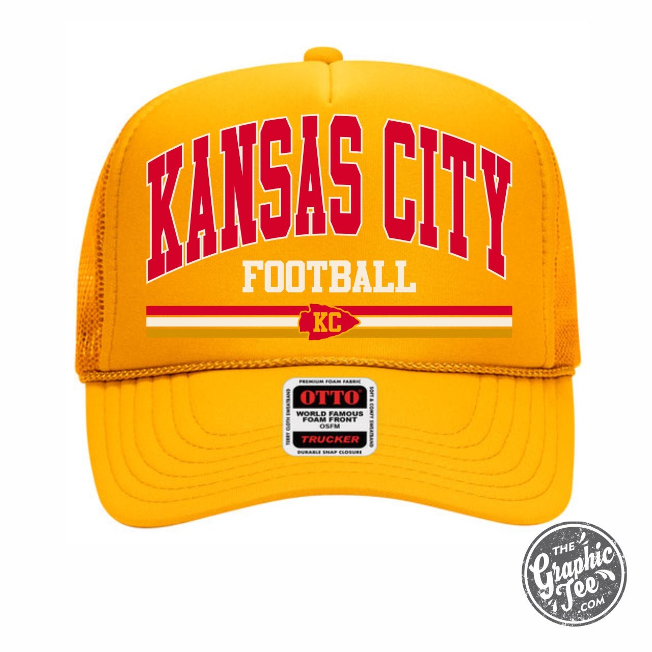 Kansas City Football Gold Foam Trucker Cap - The Graphic Tee