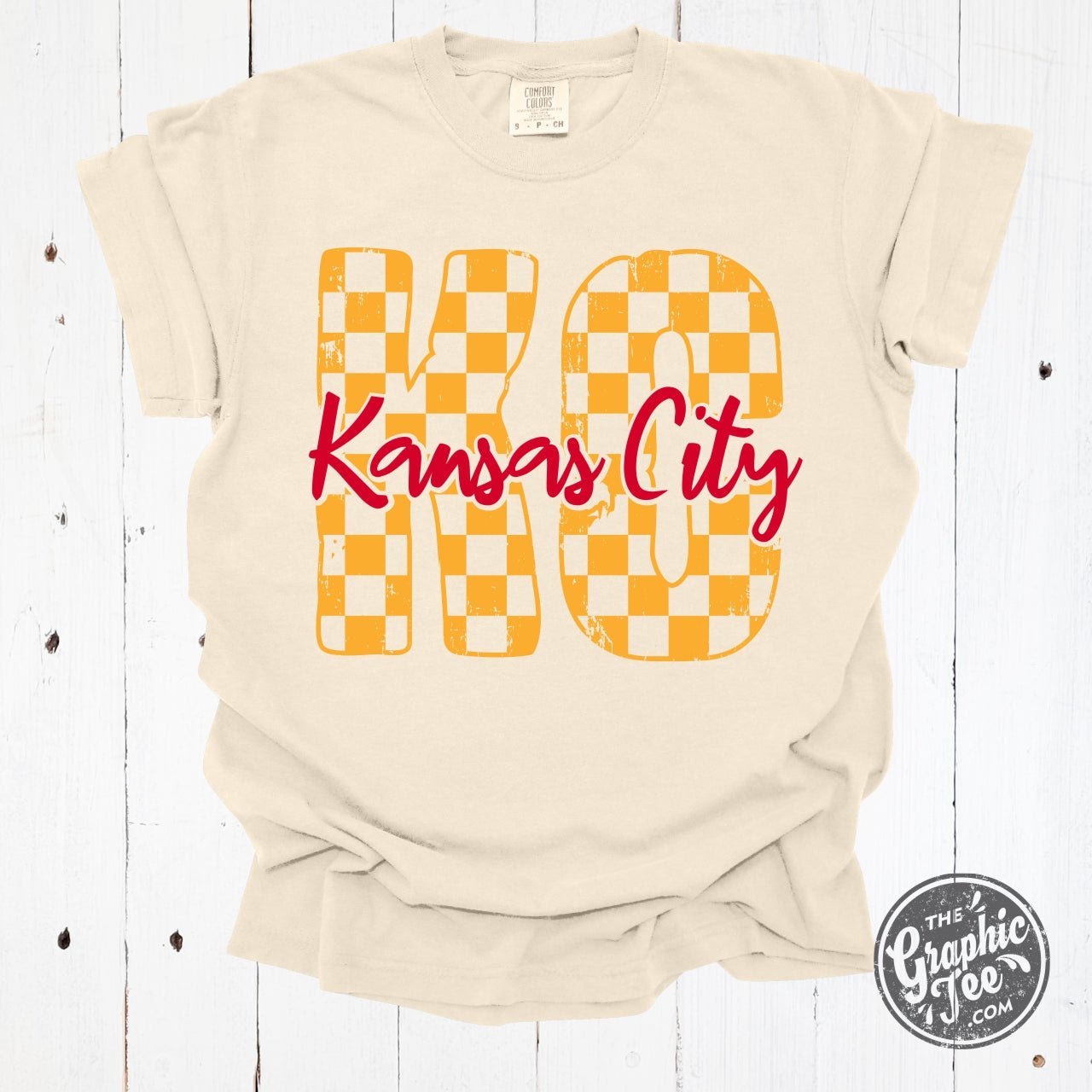Kansas City Gold Checkerboard Pattern Pigment Dyed Tee - The Graphic Tee