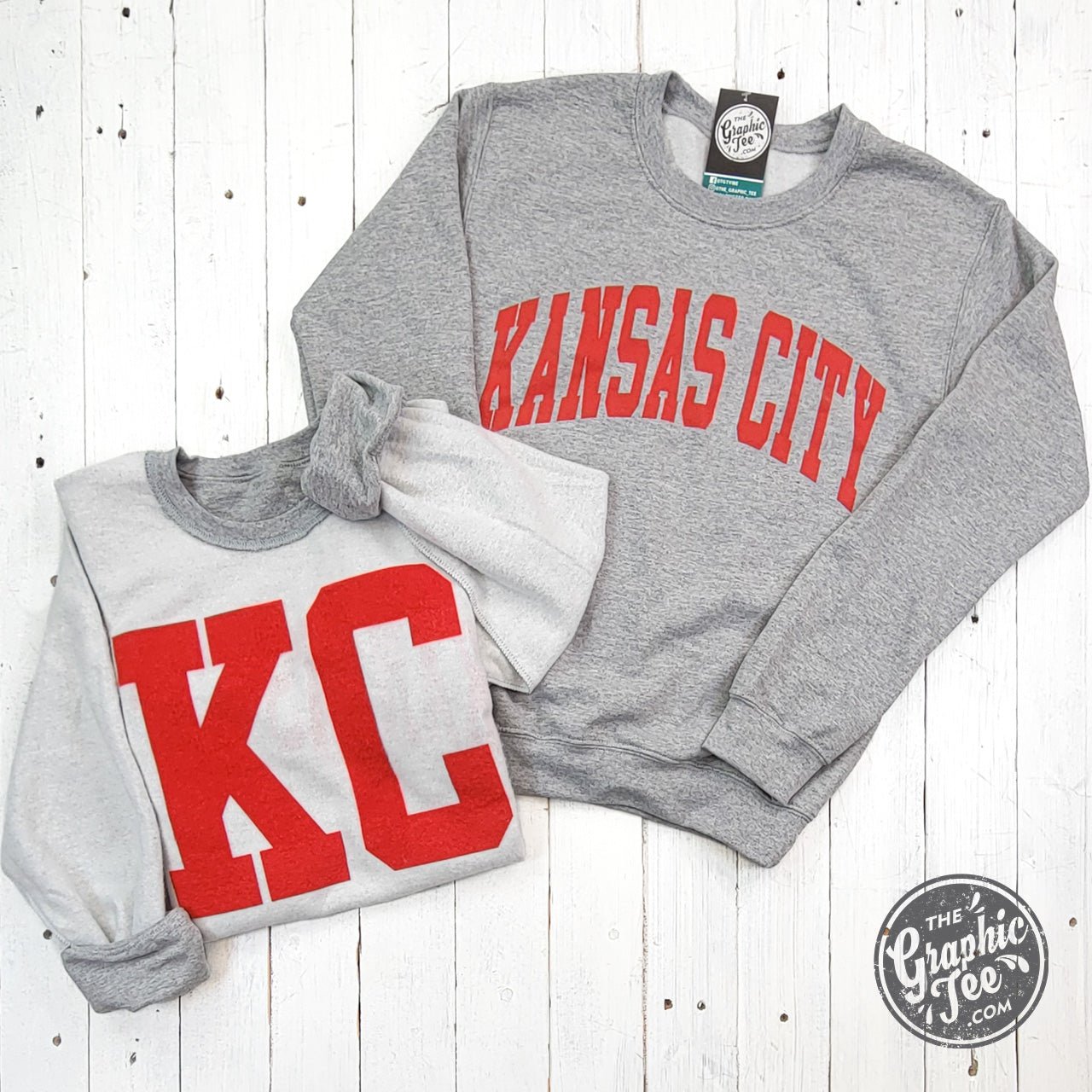 Kansas City Reversible Sport Grey Crewneck Sweatshirt - The Graphic Tee