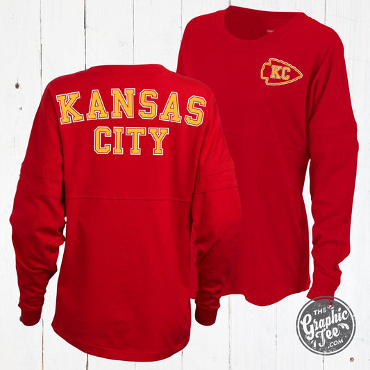 Kansas City True Red Ladies Pom Pom Jersey - The Graphic Tee