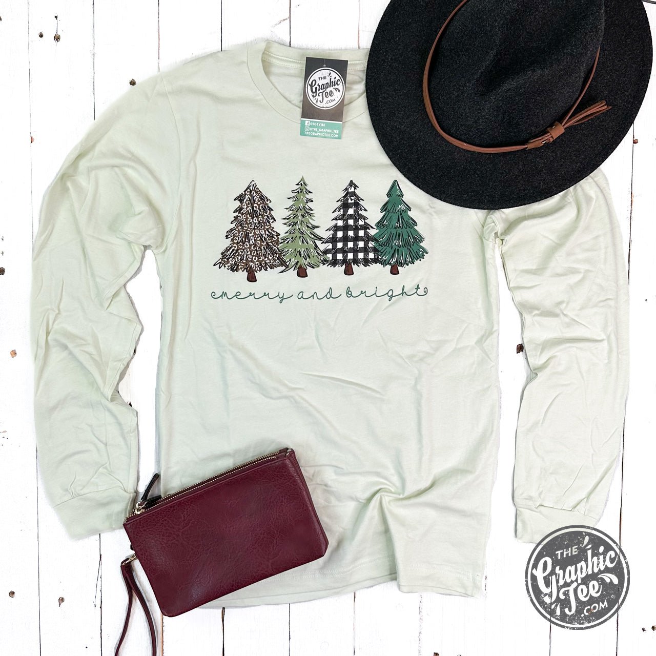 *WHOLESALE* Merry and Bright Trees Long Sleeve Unisex Tee