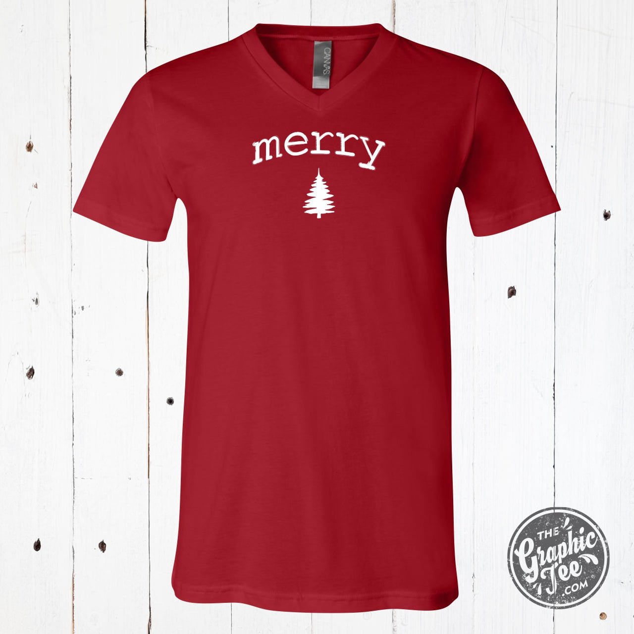 Merry Little Tree V - Neck Tee - The Graphic Tee