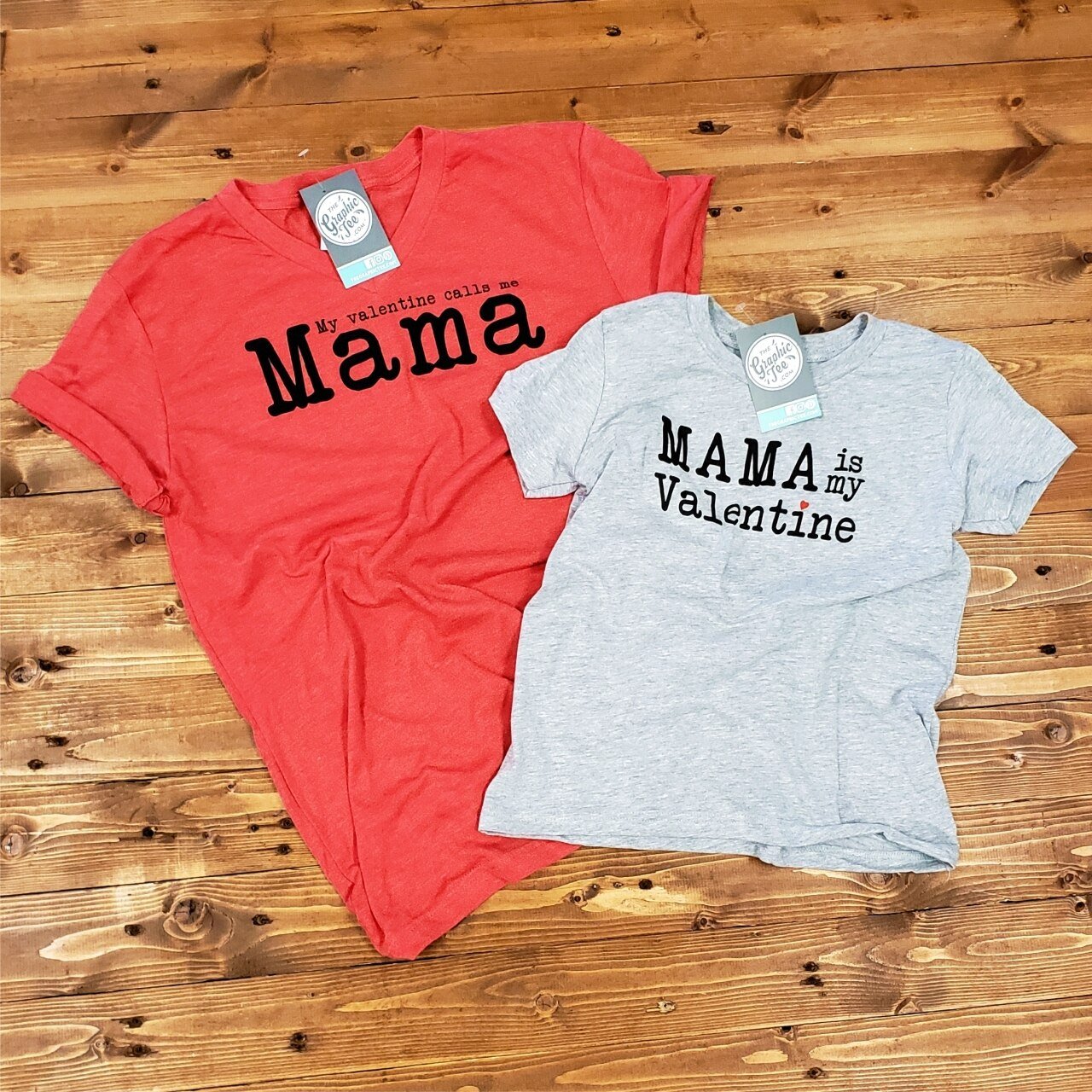 My Valentine Calls Me Mama - Unisex V-Neck Tee - The Graphic Tee