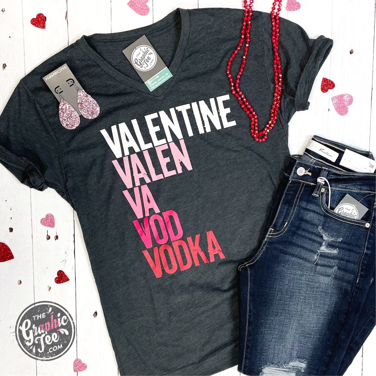 Valentine to Vodka - V-Neck Tee - The Graphic Tee