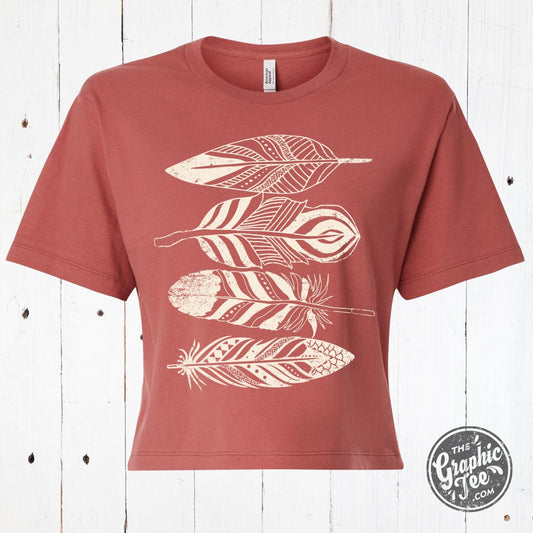 Wild Feathers Waist Length Crop Tee - The Graphic Tee