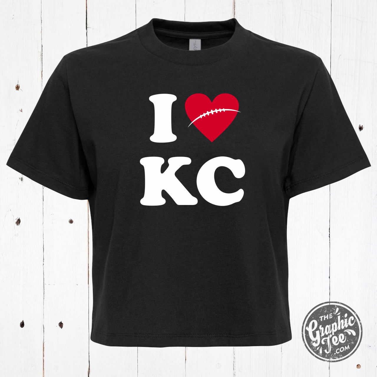 Y2K I Heart KC Football Ladies Waist Length Tee - The Graphic Tee