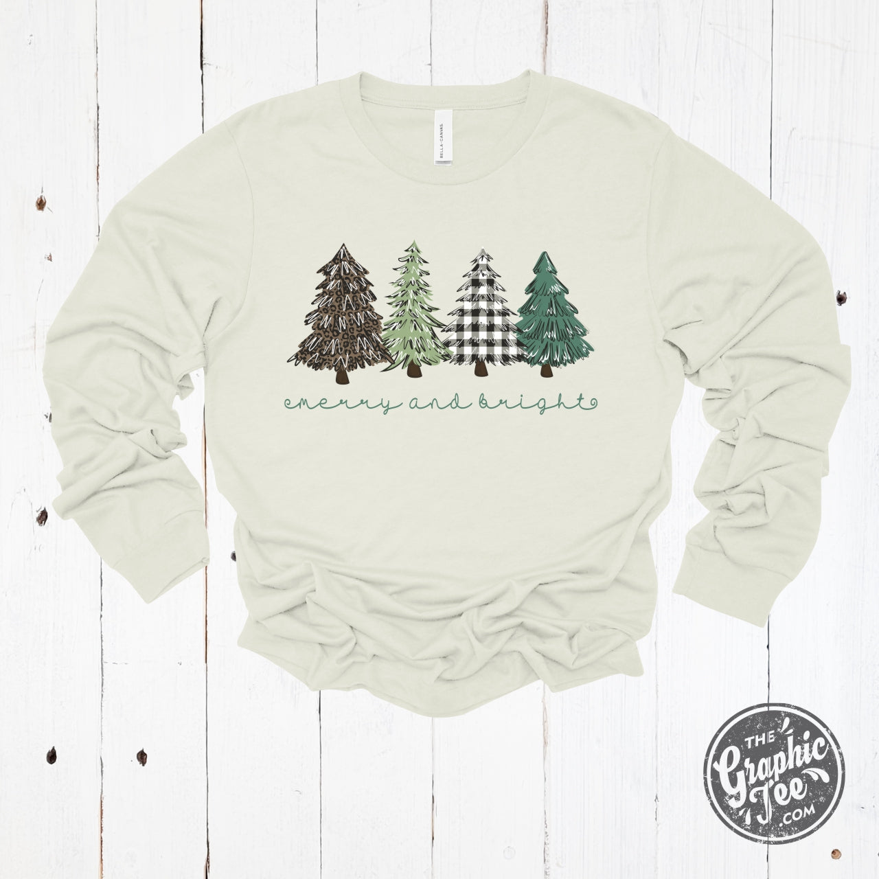 *WHOLESALE* Merry and Bright Trees Long Sleeve Unisex Tee