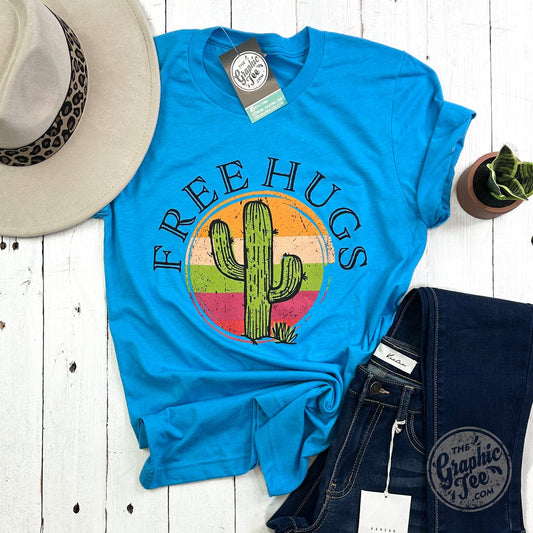 Free Hugs Cactus Short Sleeve Crewneck Tee - The Graphic Tee