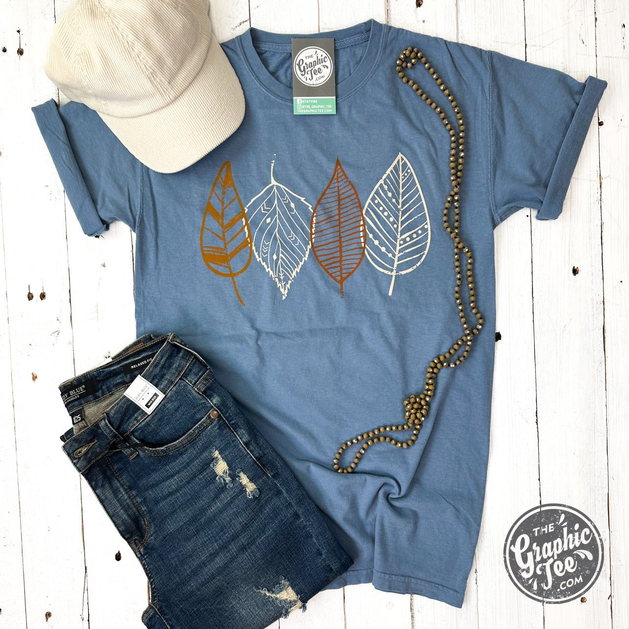 *WHOLESALE* Boho Leaves Pigment Dyed Short Sleeve Tee - The Graphic Tee