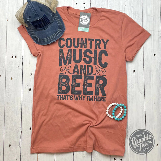 *WHOLESALE* Country Music and Beer Short Sleeve Tee - The Graphic Tee