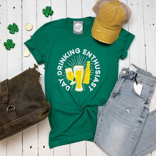 *WHOLESALE* Day Drinking Enthusiast Green Crew Neck Graphic Tee - The Graphic Tee