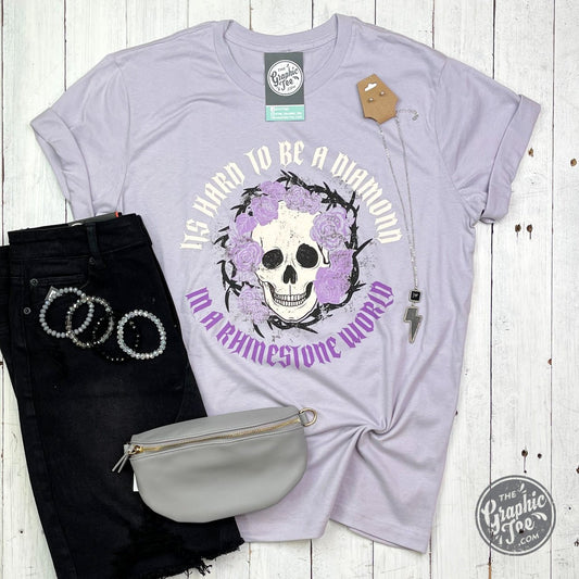 *WHOLESALE* It's Hard to Be A Diamond in A Rhinestone World - Lilac Tee - The Graphic Tee