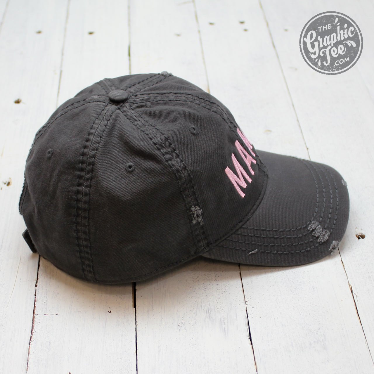 *WHOLESALE* Mama - Charcoal Distressed Canvas Hat - The Graphic Tee