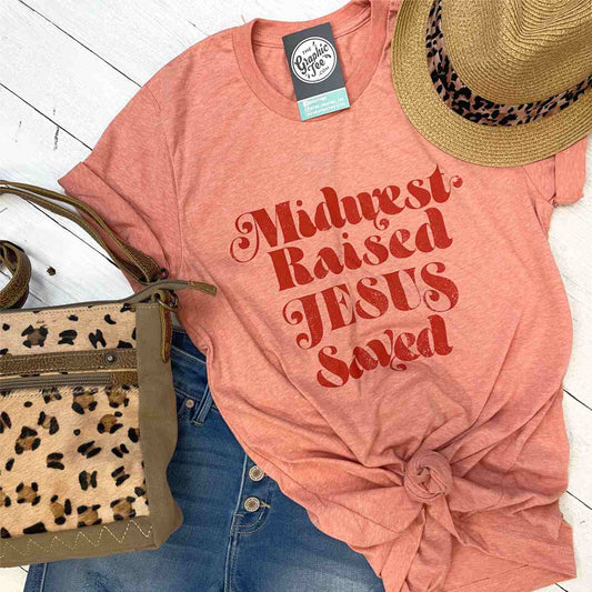 *WHOLESALE* Midwest Raised And Jesus Saved Unisex Tee - The Graphic Tee