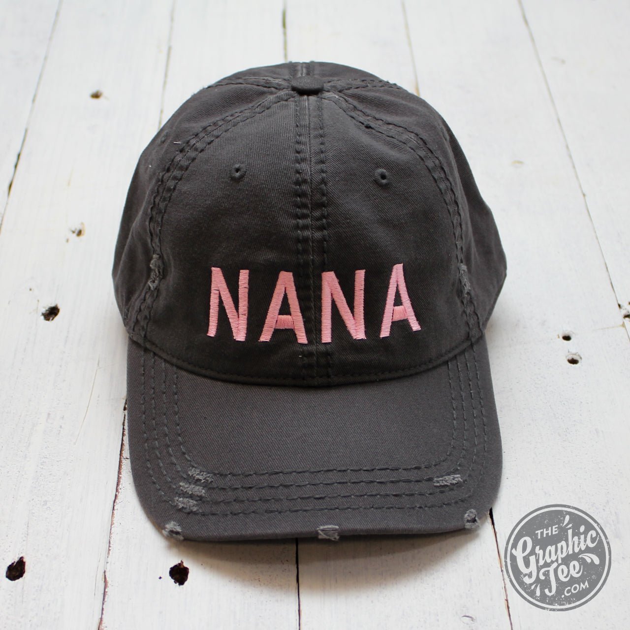 *WHOLESALE* Nana - Charcoal Distressed Canvas Hat - The Graphic Tee