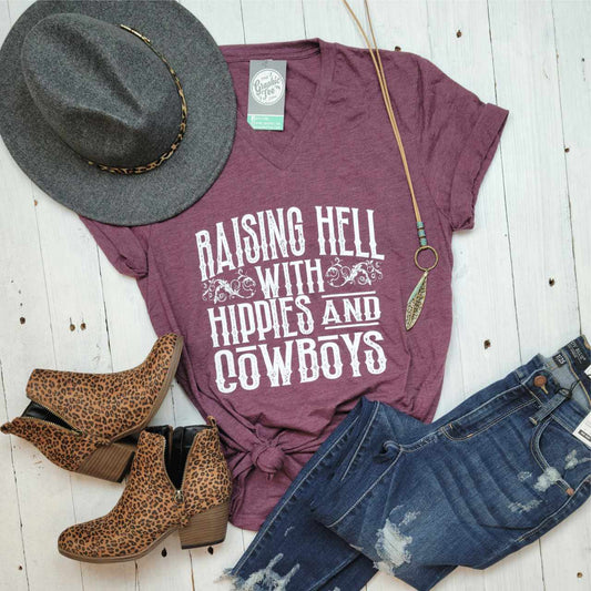 *WHOLESALE* Raising Hell With The Hippies And The Cowboys - The Graphic Tee