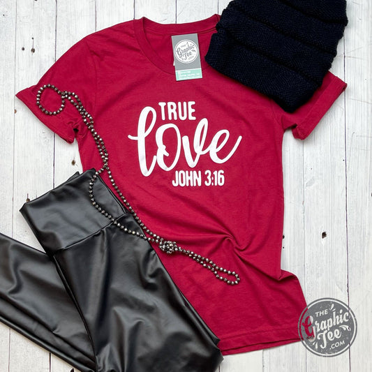 *WHOLESALE* True Love John 3:16 - Cardinal Unisex Tee - The Graphic Tee