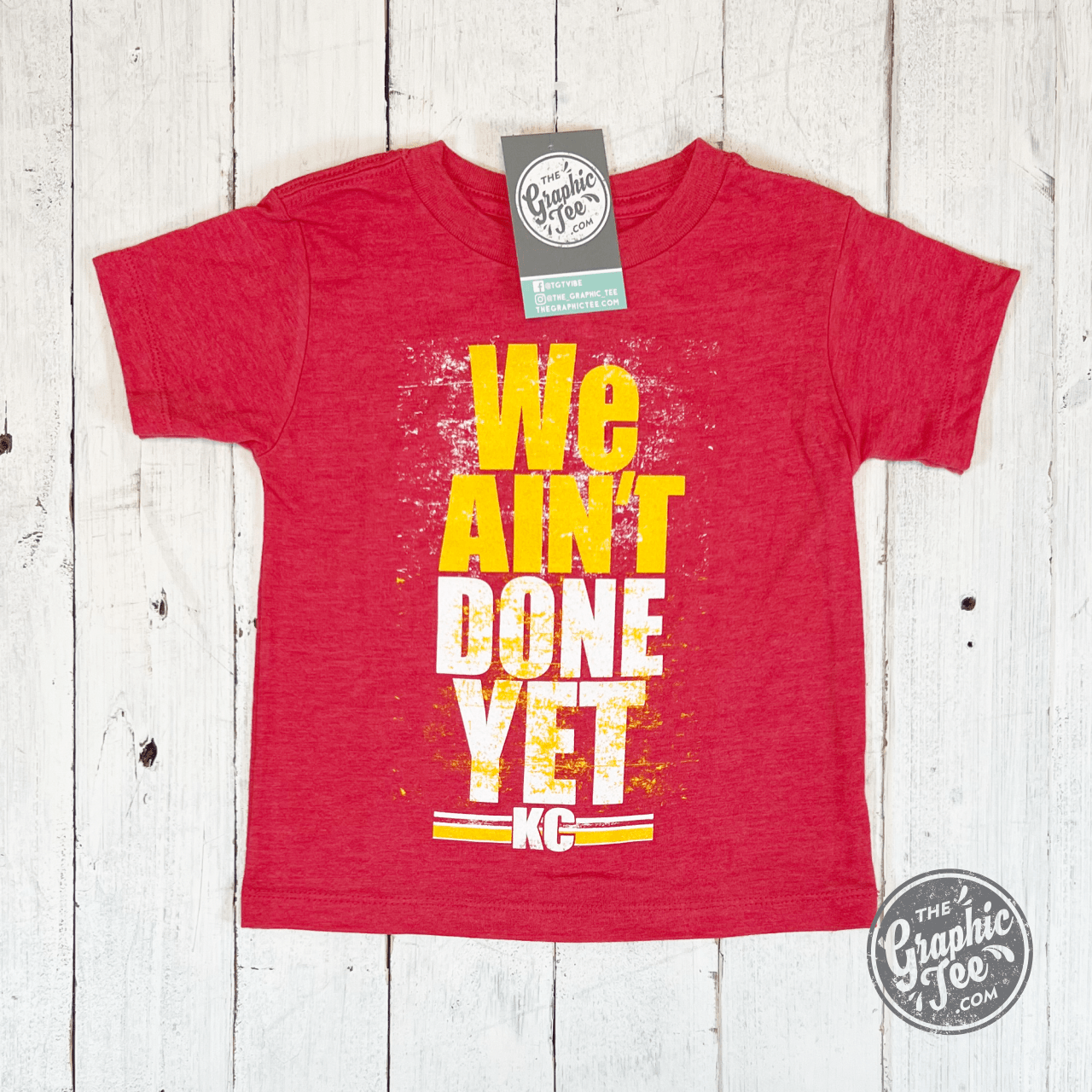 *WHOLESALE* We Ain't Done Yet Red YOUTH Short Sleeve Tee - The Graphic Tee